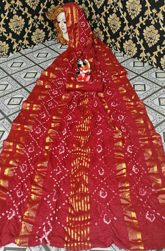 VIP Bandhej Printed Cotton Non Catalog Sarees